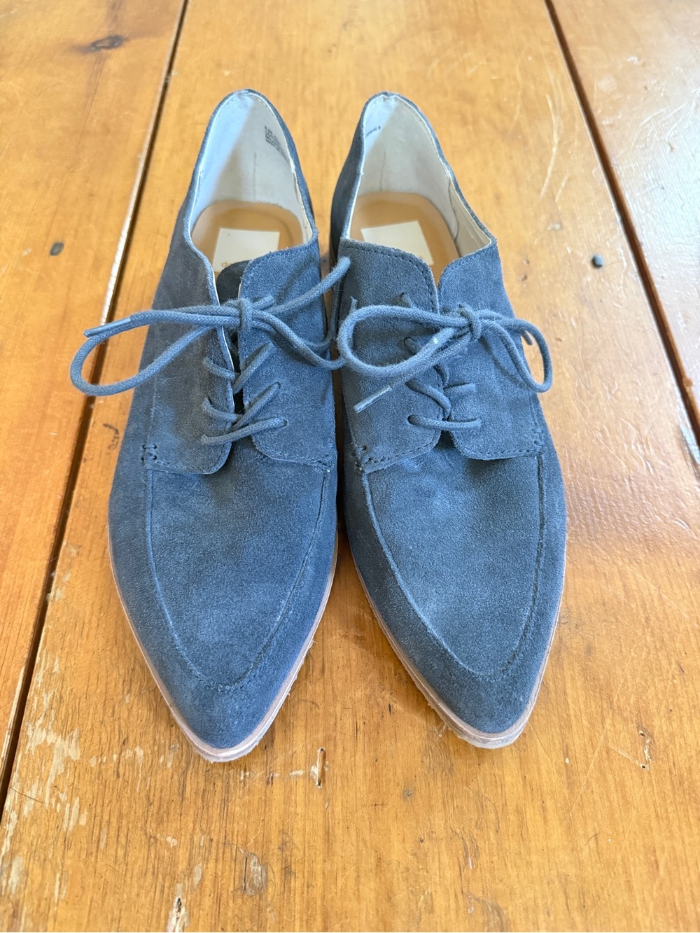 Dolce Vita Women’s Pointed Suede Lace-Up Oxfords in Slate Blue